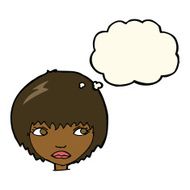 cartoon unhappy girl with thought bubble N13