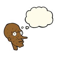 cartoon evil old man with thought bubble N13