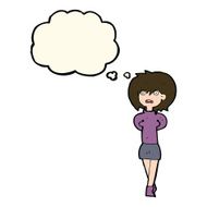 cartoon shocked woman with thought bubble N64