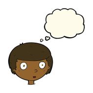 cartoon curious boy with thought bubble N23