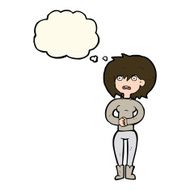 cartoon worried woman with thought bubble N52