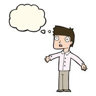 cartoon shocked man with thought bubble N74