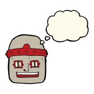cartoon robot head with thought bubble N39