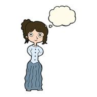 cartoon happy woman with thought bubble N166