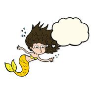 cartoon mermaid with thought bubble N41