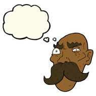 cartoon angry old man with thought bubble N93