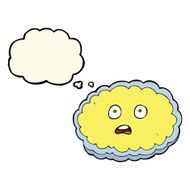 shocked cartoon cloud face with thought bubble N3