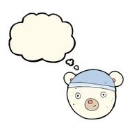 cartoon polar bear face with thought bubble N19