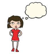 cartoon woman with thought bubble N22