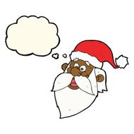 cartoon jolly santa claus face with thought bubble N6