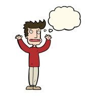 cartoon stressed man with thought bubble N42
