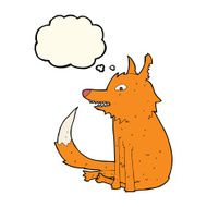 cartoon fox sitting with thought bubble N3