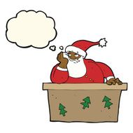 cartoon bored santa claus with thought bubble N6