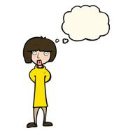cartoon curious woman with thought bubble N33