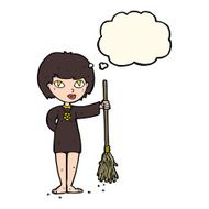 cartoon pretty witch girl with thought bubble N7