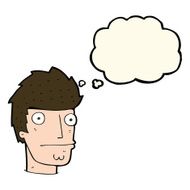 cartoon nervous man with thought bubble N93