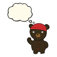 cartoon black bear cub with thought bubble N41
