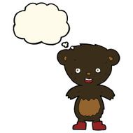 cartoon black bear cub with thought bubble N42