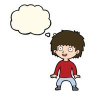 cartoon excited boy with thought bubble N100