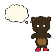 cartoon black bear cub with thought bubble N43