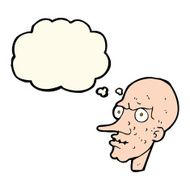 cartoon evil old man with thought bubble N14