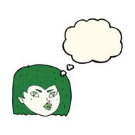 cartoon vampire face with thought bubble N28