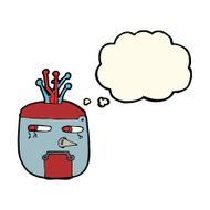 cartoon gold robot head with thought bubble N6