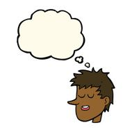 cartoon happy boy face with thought bubble N29