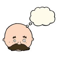 cartoon bald man with mustache thought bubble N11