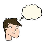cartoon happy man with thought bubble N311