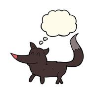 cartoon little wolf with thought bubble N9
