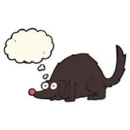 cartoon happy dog with thought bubble N52