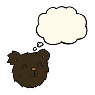 cartoon happy black bear face with thought bubble N3