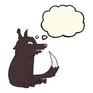 cartoon wolf sitting with thought bubble N3