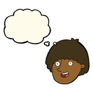 cartoon happy male face with thought bubble N12