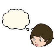 cartoon girl with concerned expression thought bubble N7