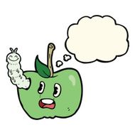 cartoon apple with bug thought bubble N17