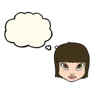 cartoon female face with thought bubble N96