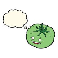 cartoon green tomato with thought bubble N3