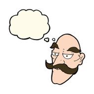cartoon old man face with thought bubble N7