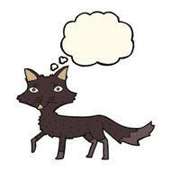 cartoon little wolf with thought bubble N10