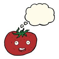 cartoon tomato with thought bubble N28