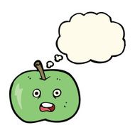 cartoon shiny apple with thought bubble N3
