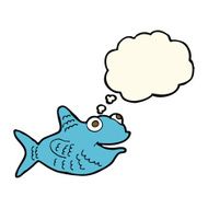 cartoon happy fish with thought bubble N15