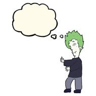 cartoon vampire with thought bubble N96