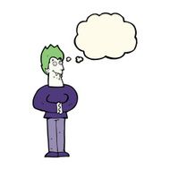 cartoon vampire with thought bubble N97