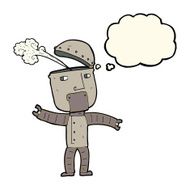 cartoon funny robot with thought bubble N44