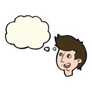 cartoon happy boy face with thought bubble N31