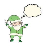 cartoon dancing santa with thought bubble N7