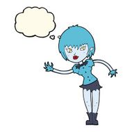 cartoon vampire girl welcoming with thought bubble N6
